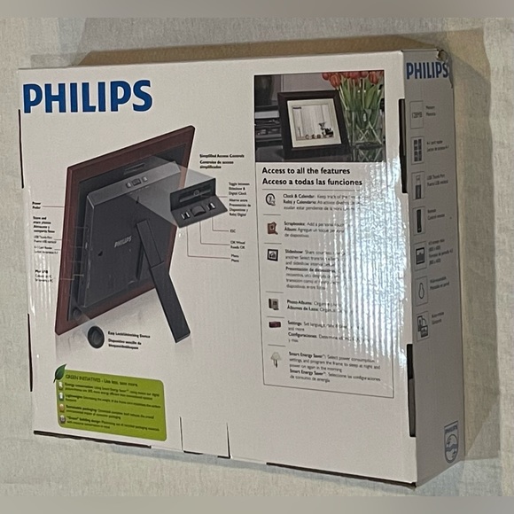 Phillips Mahogany Wood 8 Inch LED Digital Photo Frame Clock Calendar USB / Card - Picture 6 of 8